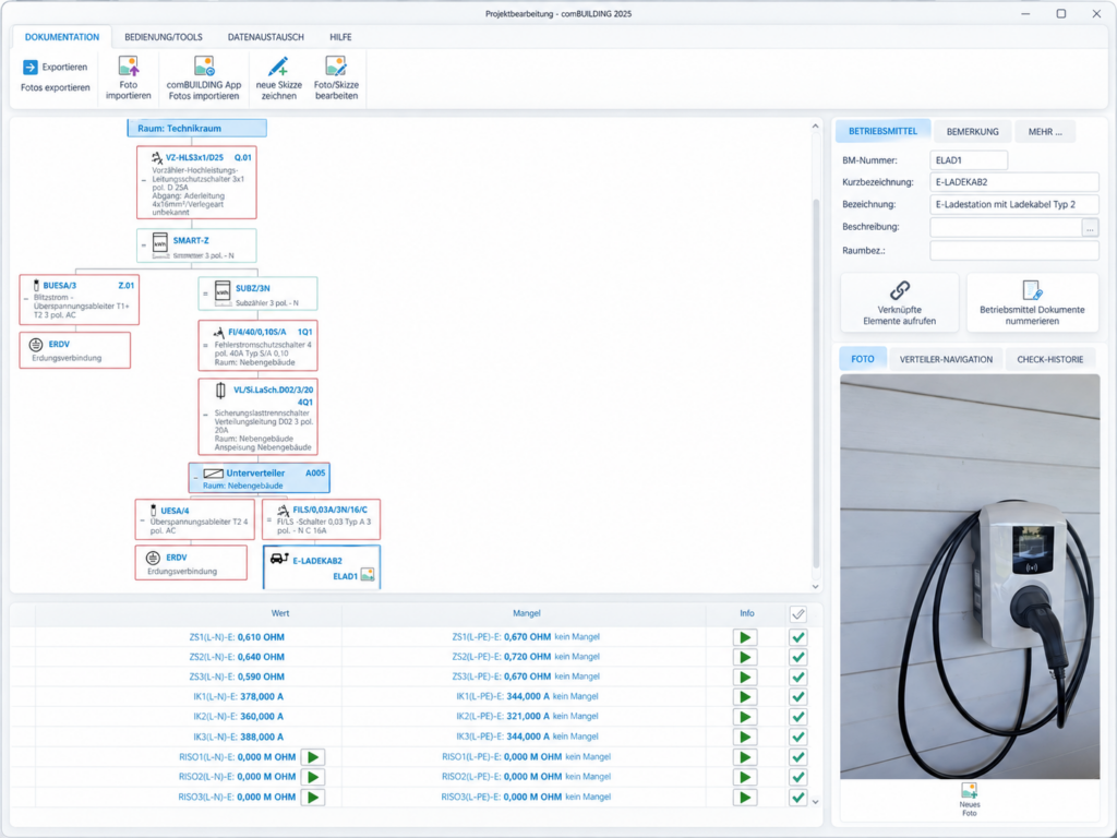 comBUILDING Screenshot: Anlagenstruktur